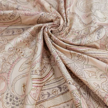 tela-seda-bordada-coral-verde-marron